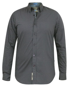 D555 Keaton Long Sleeve Micro Print Shirt Grey